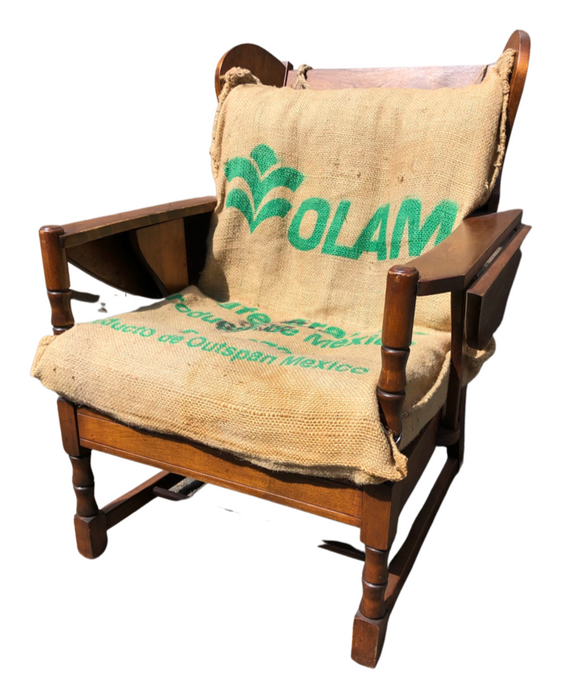 Vintage Drop Arm Chair with Coffee Sack 