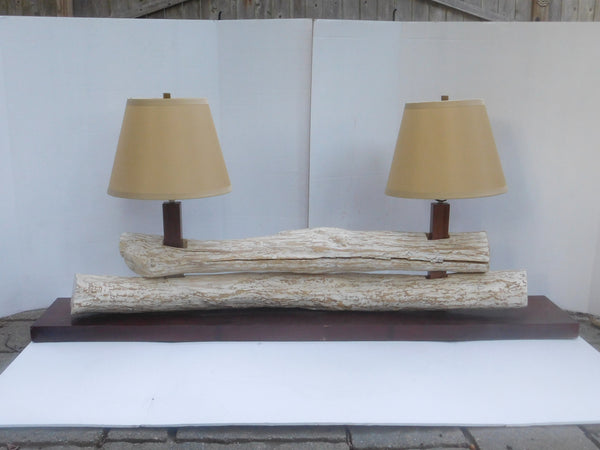 Driftwood Look Double-Light Console Lamp