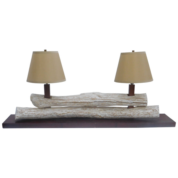 Driftwood Look Double-Light Console Lamp