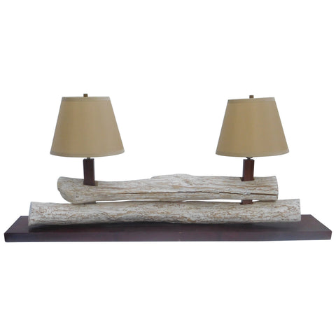 Driftwood Look Double-Light Console Lamp