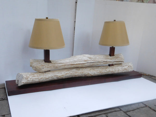 Driftwood Look Double-Light Console Lamp