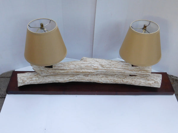 Driftwood Look Double-Light Console Lamp