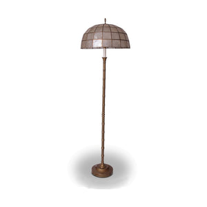 Faux Bamboo Brass with Capiz Shell Shade Floor Lamp