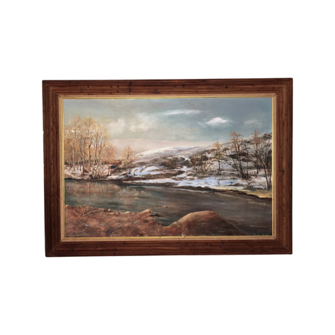 Vintage Winter River Landscape by Caroline Morris
