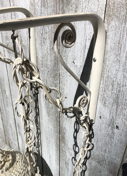 Vintage Pair White Wicker Wall Pendant Lamps