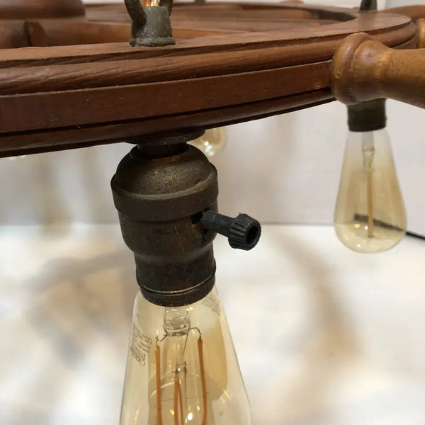 Vintage Mid 20th Century Ship Wheel Chandelier