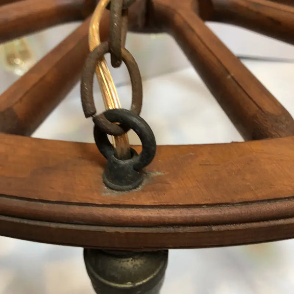 Vintage Mid 20th Century Ship Wheel Chandelier