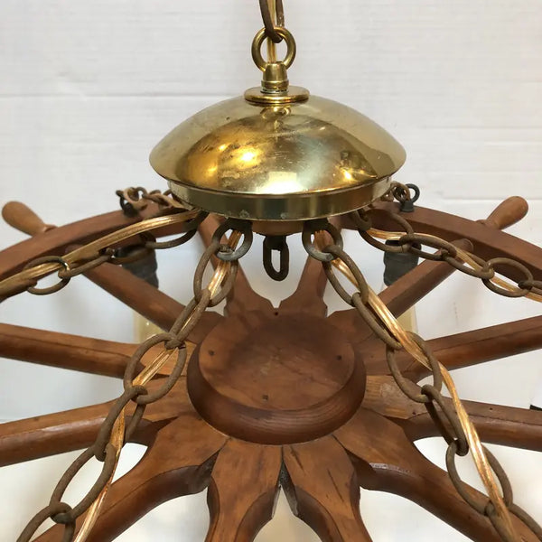 Vintage Mid 20th Century Ship Wheel Chandelier