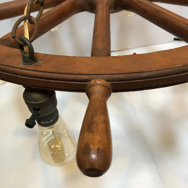 Vintage Mid 20th Century Ship Wheel Chandelier