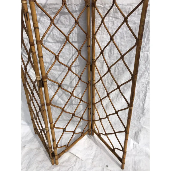 Vintage Rattan Folding Room Divider