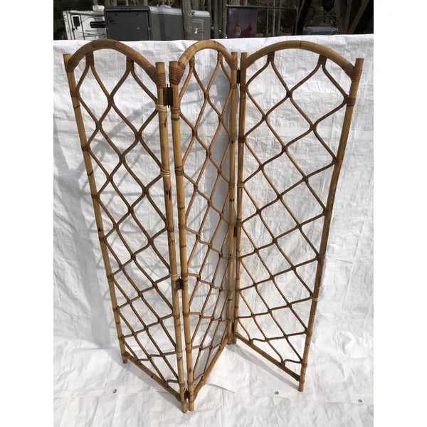 Vintage Rattan Folding Room Divider