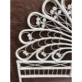Vintage White Wicker Scrolled Peacock Full Headboards - a Pair